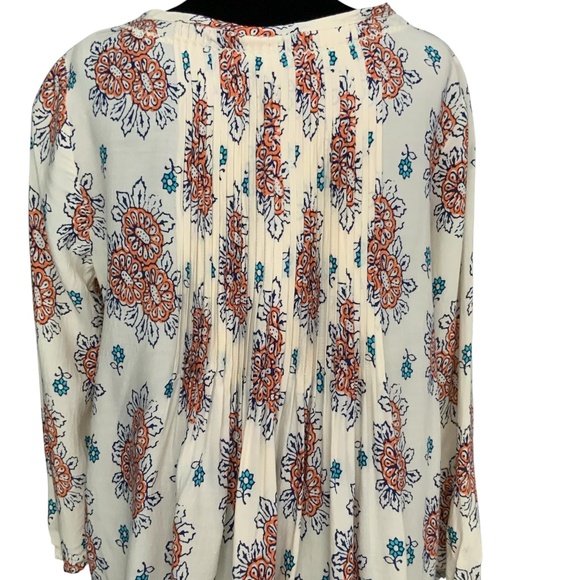 Anthropologie Vanessa Virginia Mahdia Block Print Peasant Pull On Blouse SZ XS - Picture 6 of 13